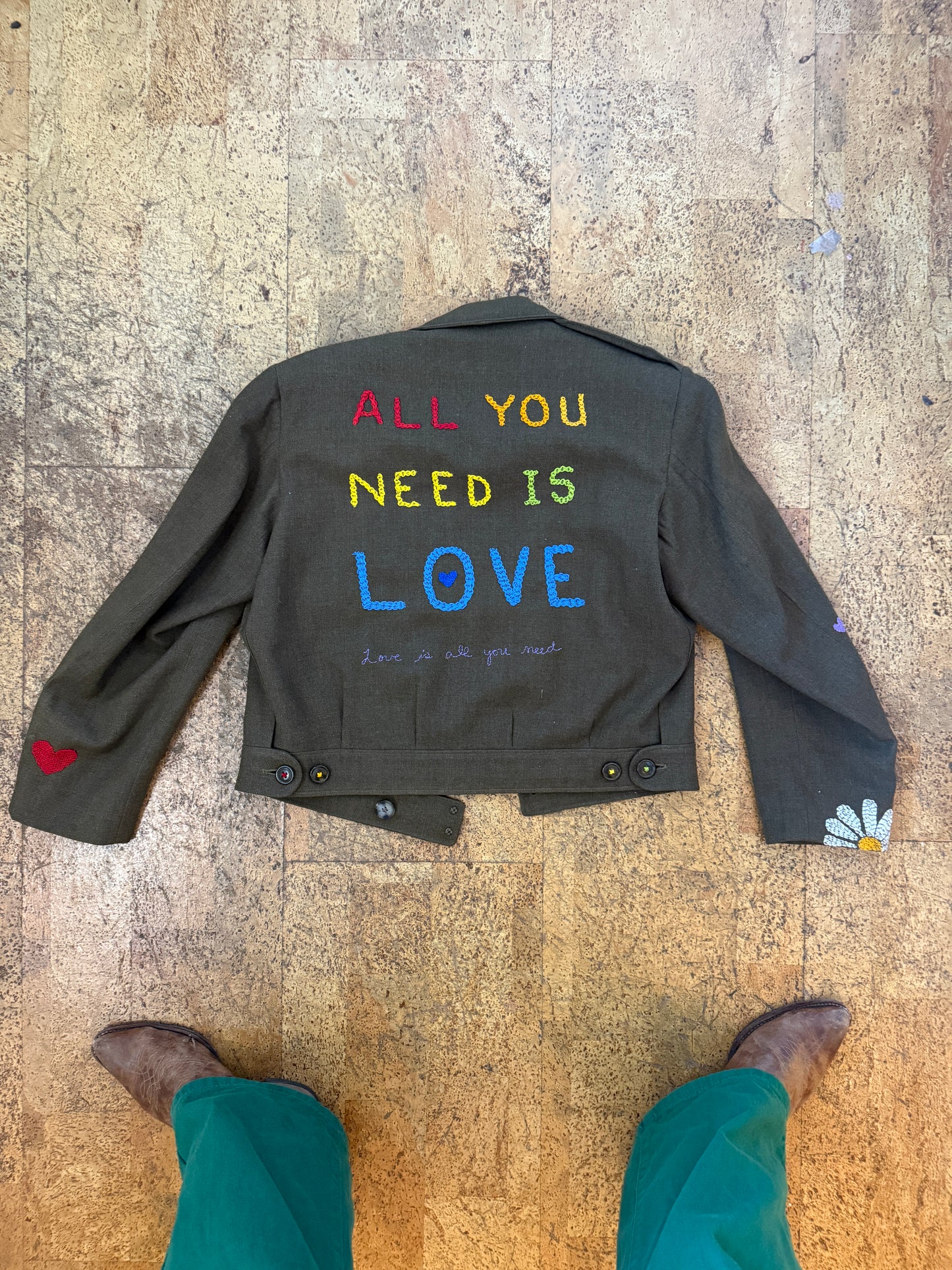 Vintage Army Cropped: All You Need Is Love