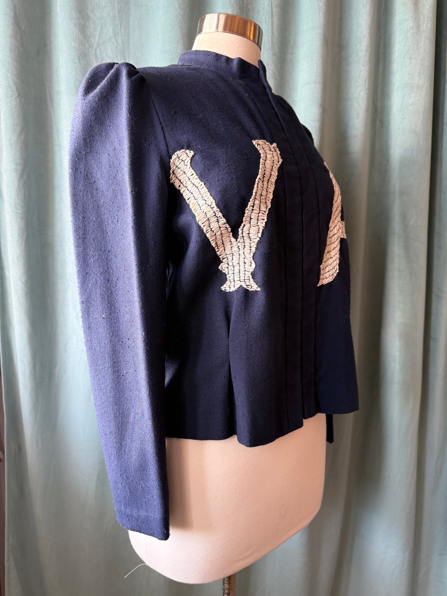 1960's Linen Jacket Remade with Hand-Embroidered "Virginia"