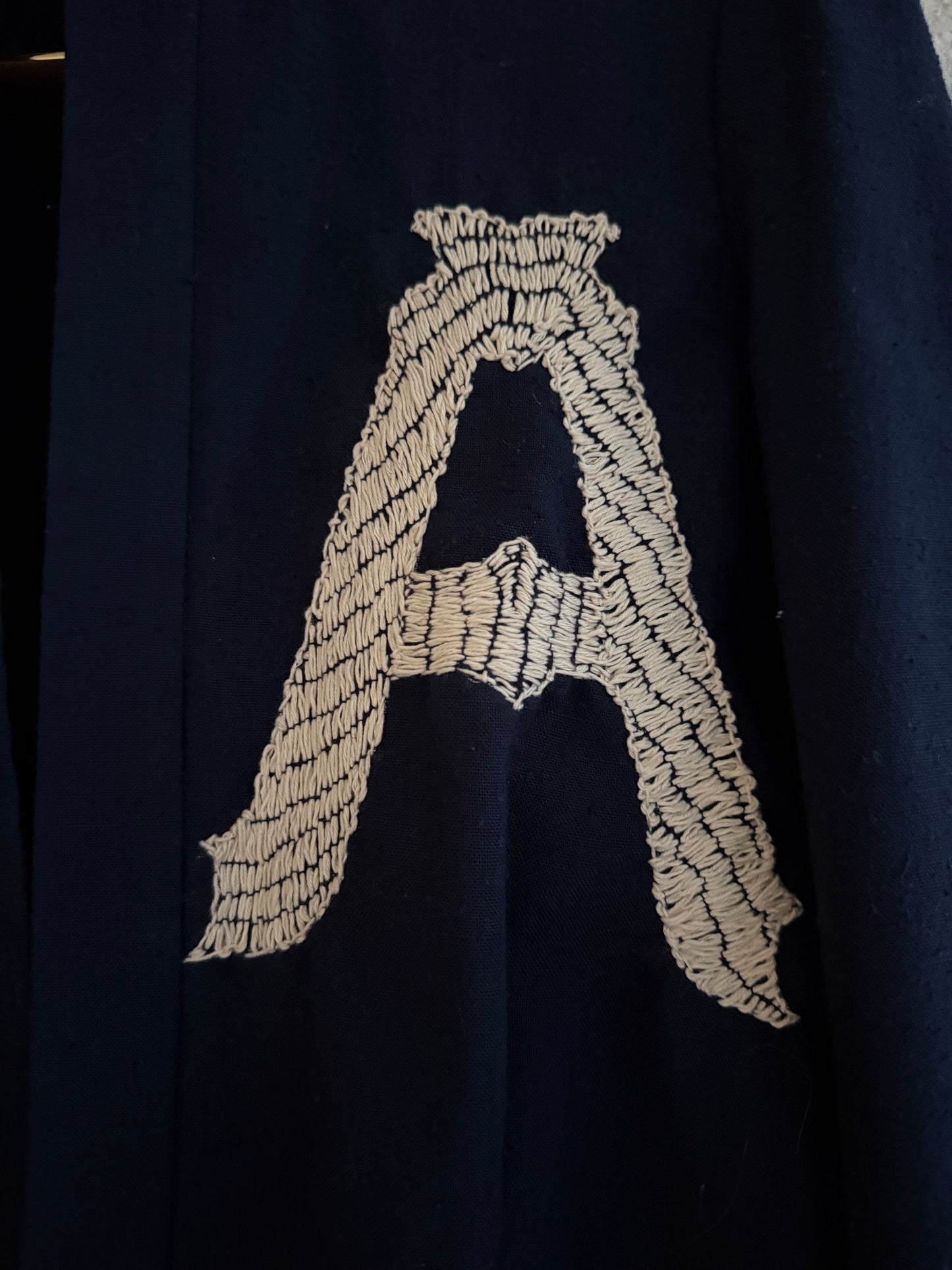 1960's Linen Jacket Remade with Hand-Embroidered "Virginia"