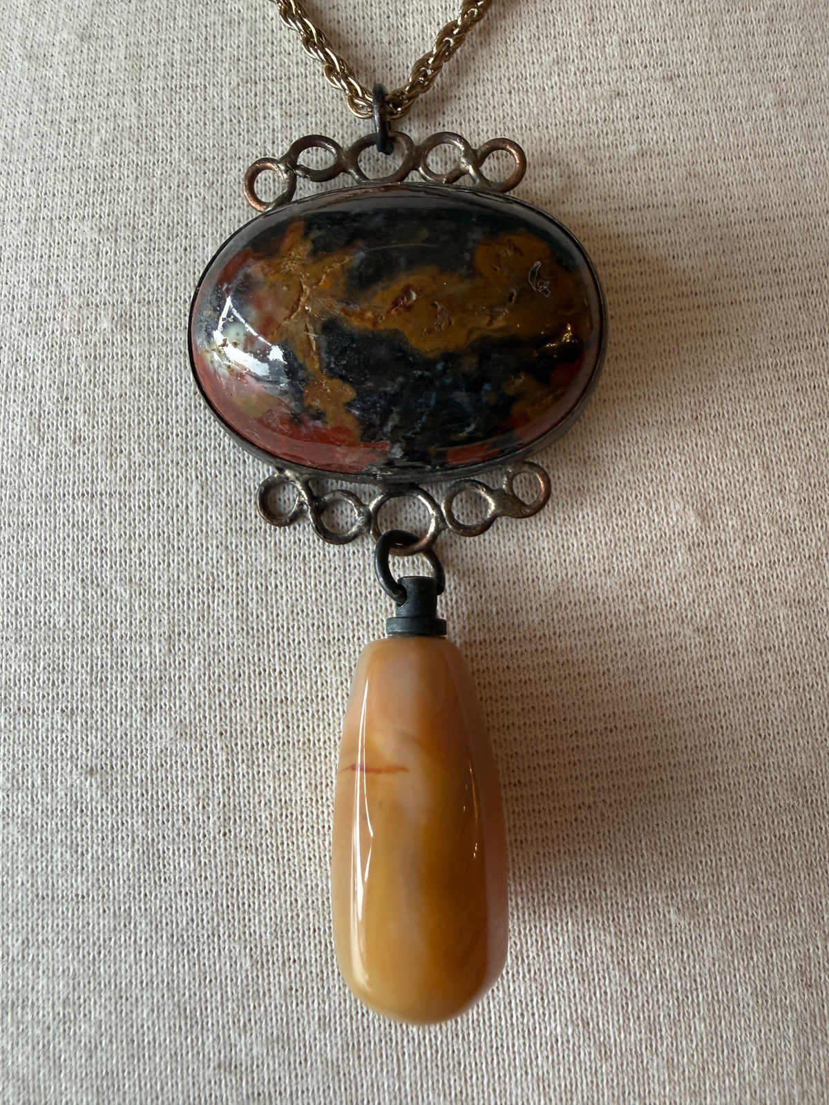 Double Stone Pendant Necklace