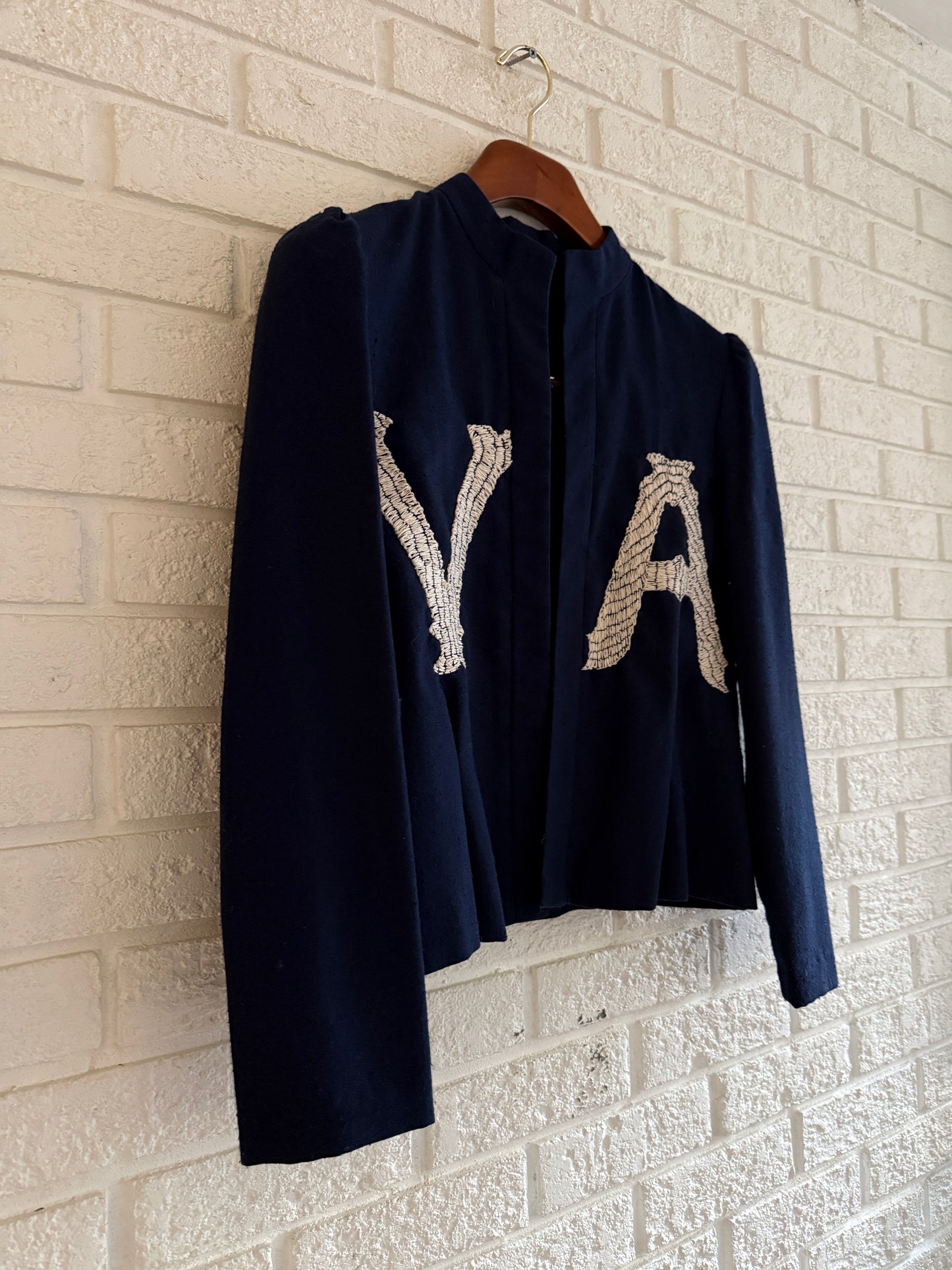 1960's Linen Jacket Remade with Hand-Embroidered "Virginia"