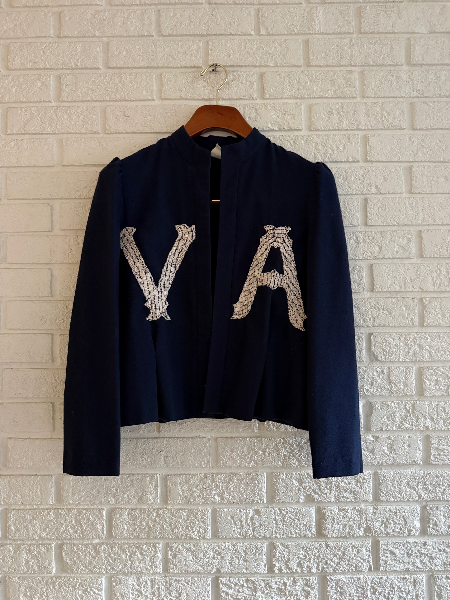 1960's Linen Jacket Remade with Hand-Embroidered "Virginia"