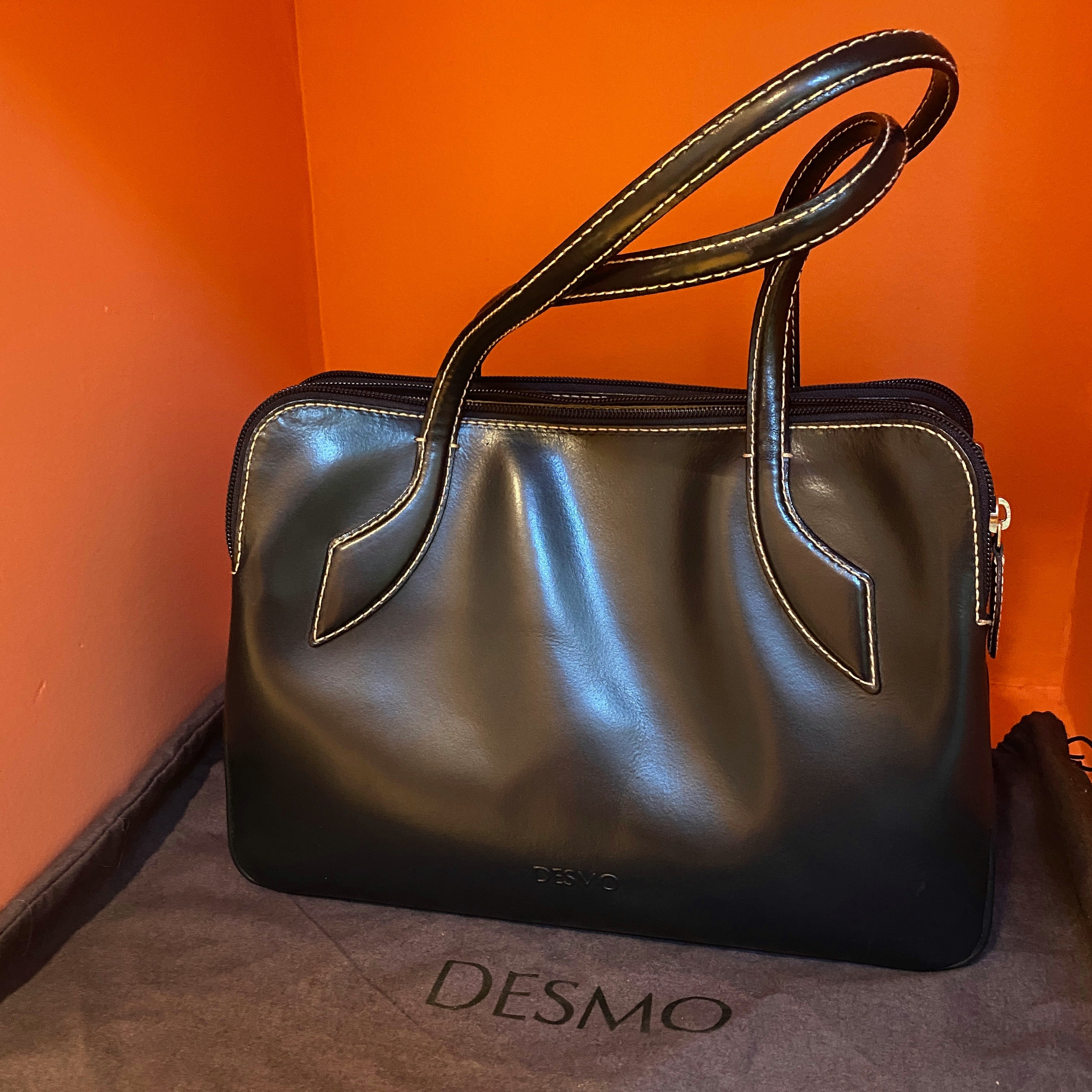 Hot Desmo Italian Leather Fur Multicolor Stripe Handbag