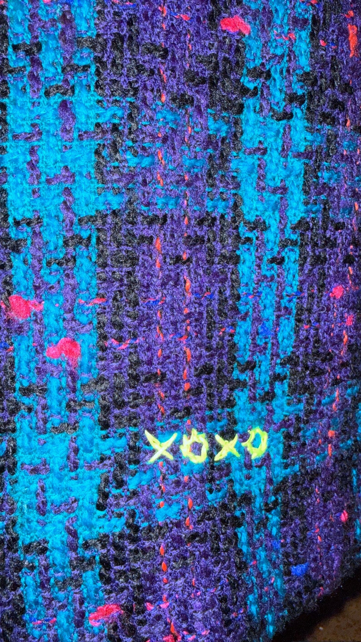 Vintage 1980s Upcycled Knit Vest with Neon Thread Detail – Size L – Unique Handmade Statement Piece