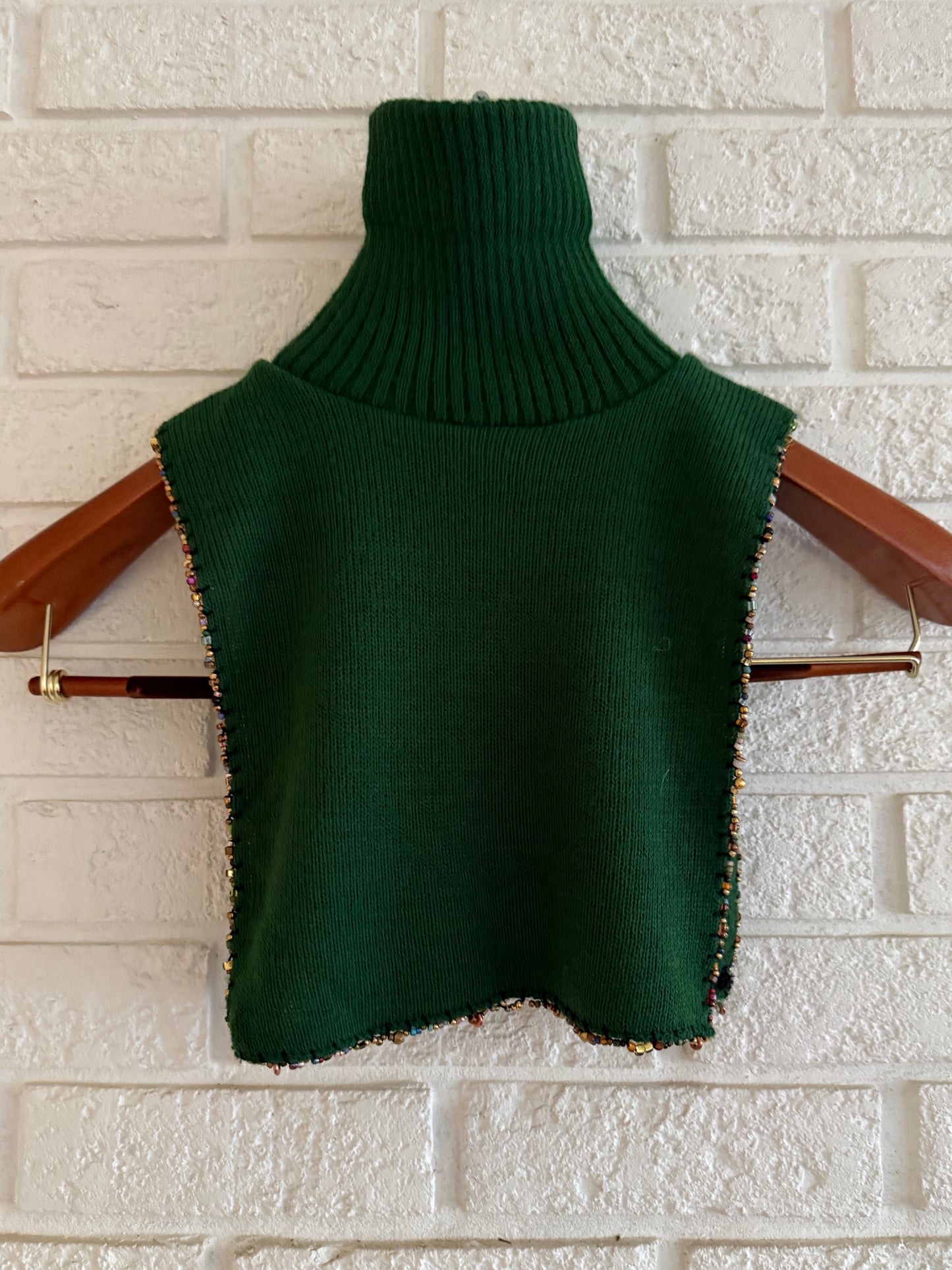 1970's Knit Dickie Remade With Hand Beaded Eye