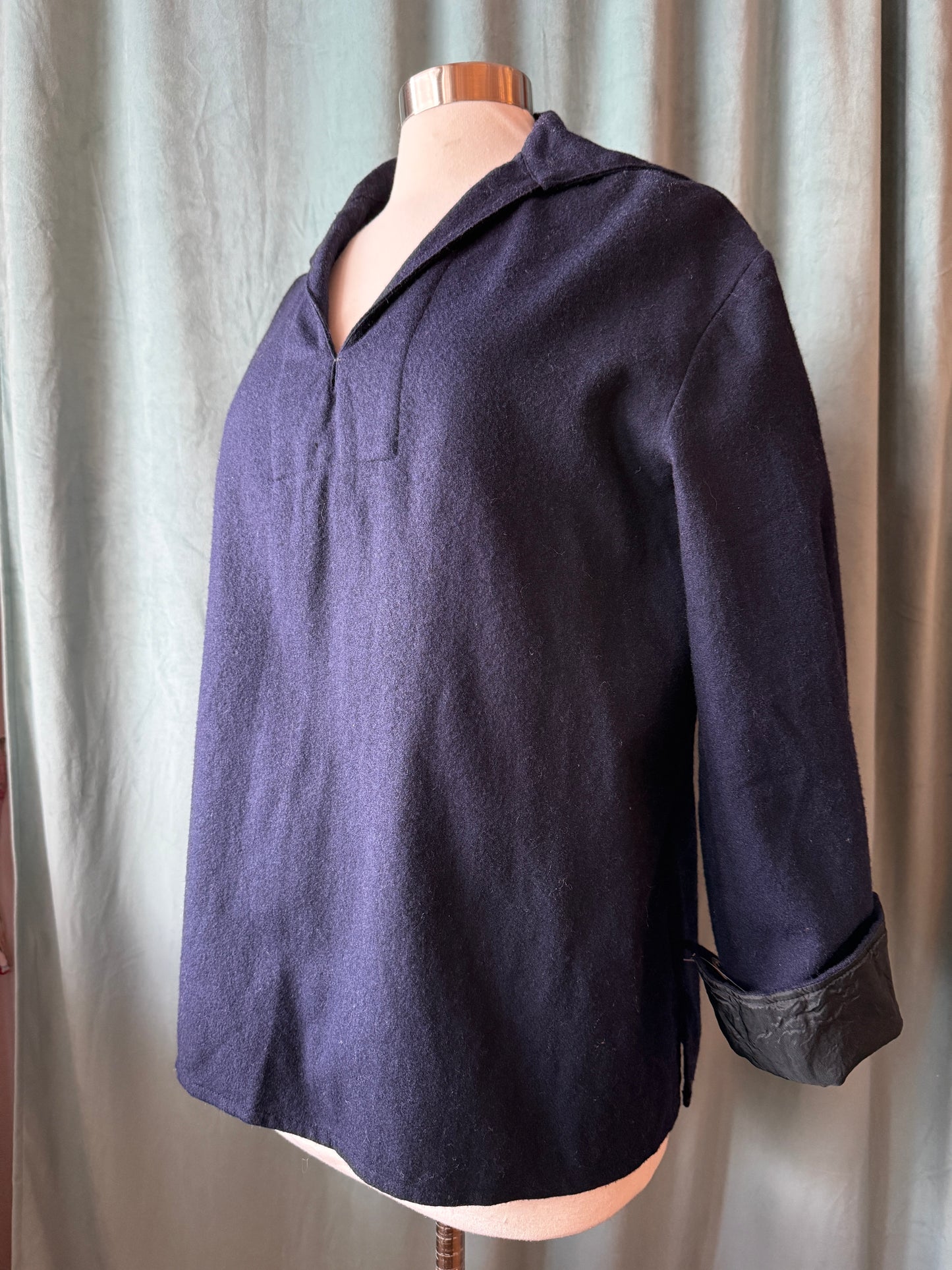 1950's Navy Wool Pullover with Hand-Embroidered Eye