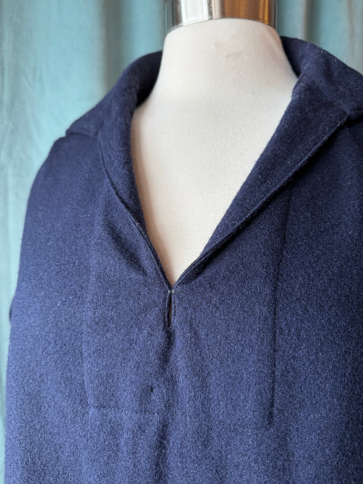1950's Navy Wool Pullover with Hand-Embroidered Eye