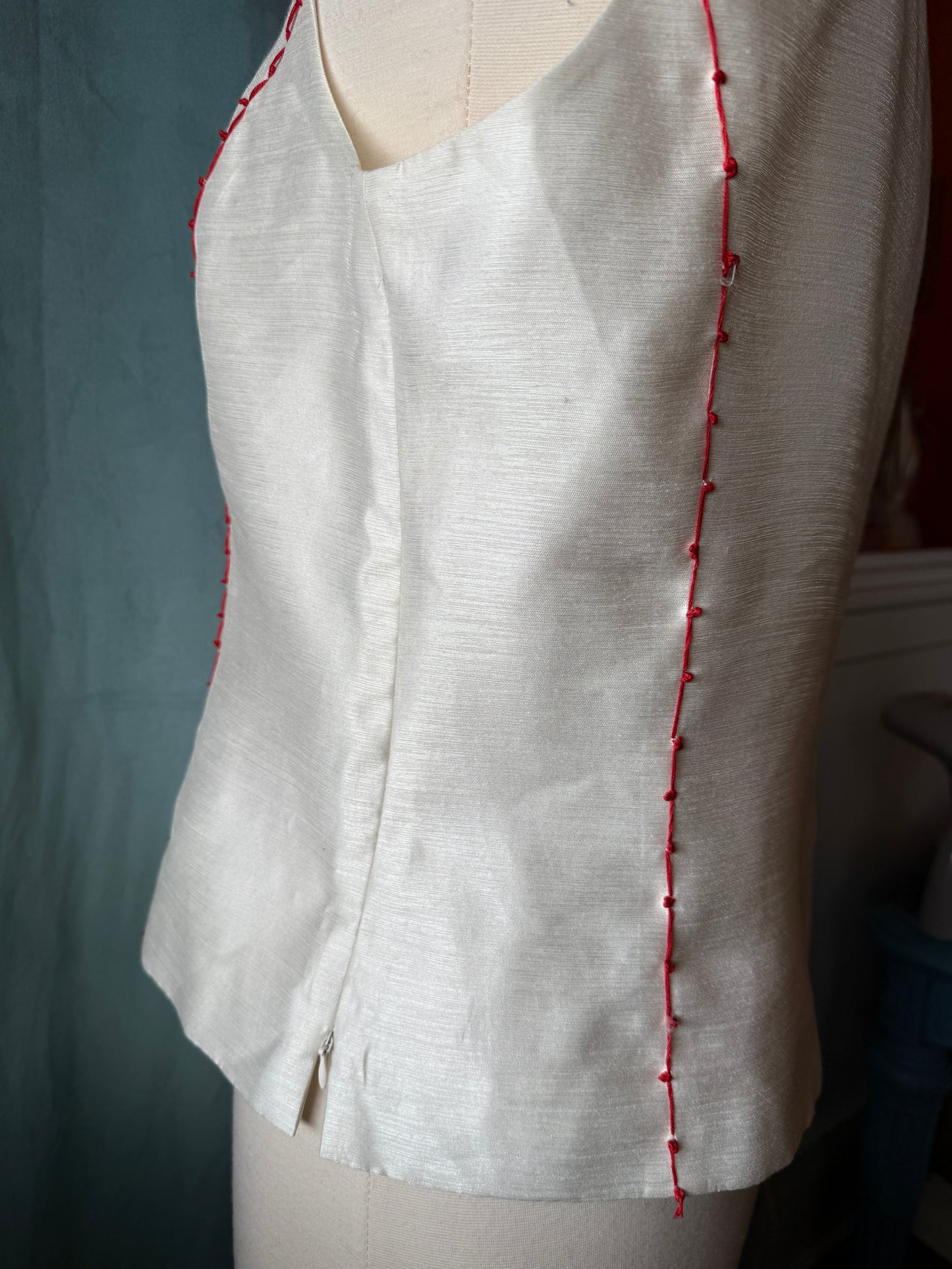 1980's Le Suit Cami Remade with Hand Embroidered Queen of Hearts