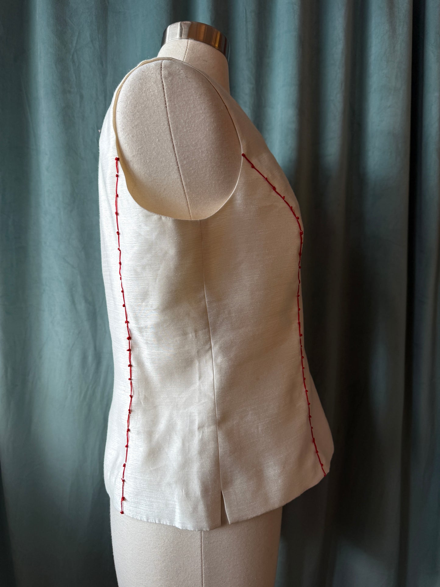 1980's Le Suit Cami Remade with Hand Embroidered Queen of Hearts