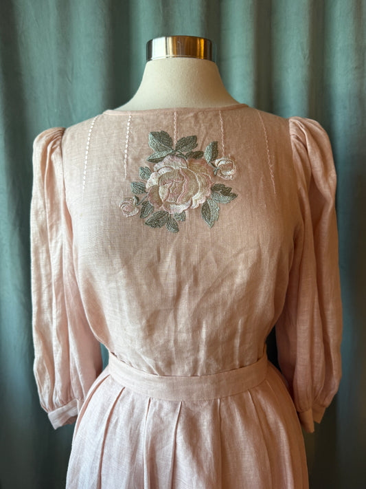 1980's Rose Linen Twinset