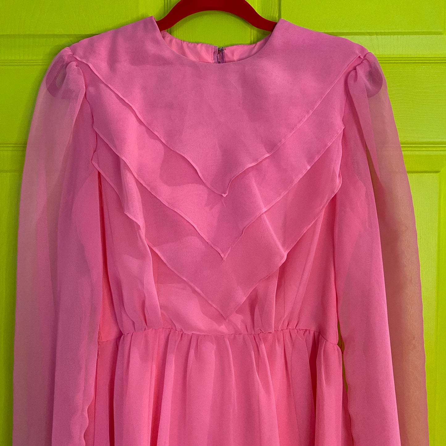 1960s Pink Chiffon Maxi Dress