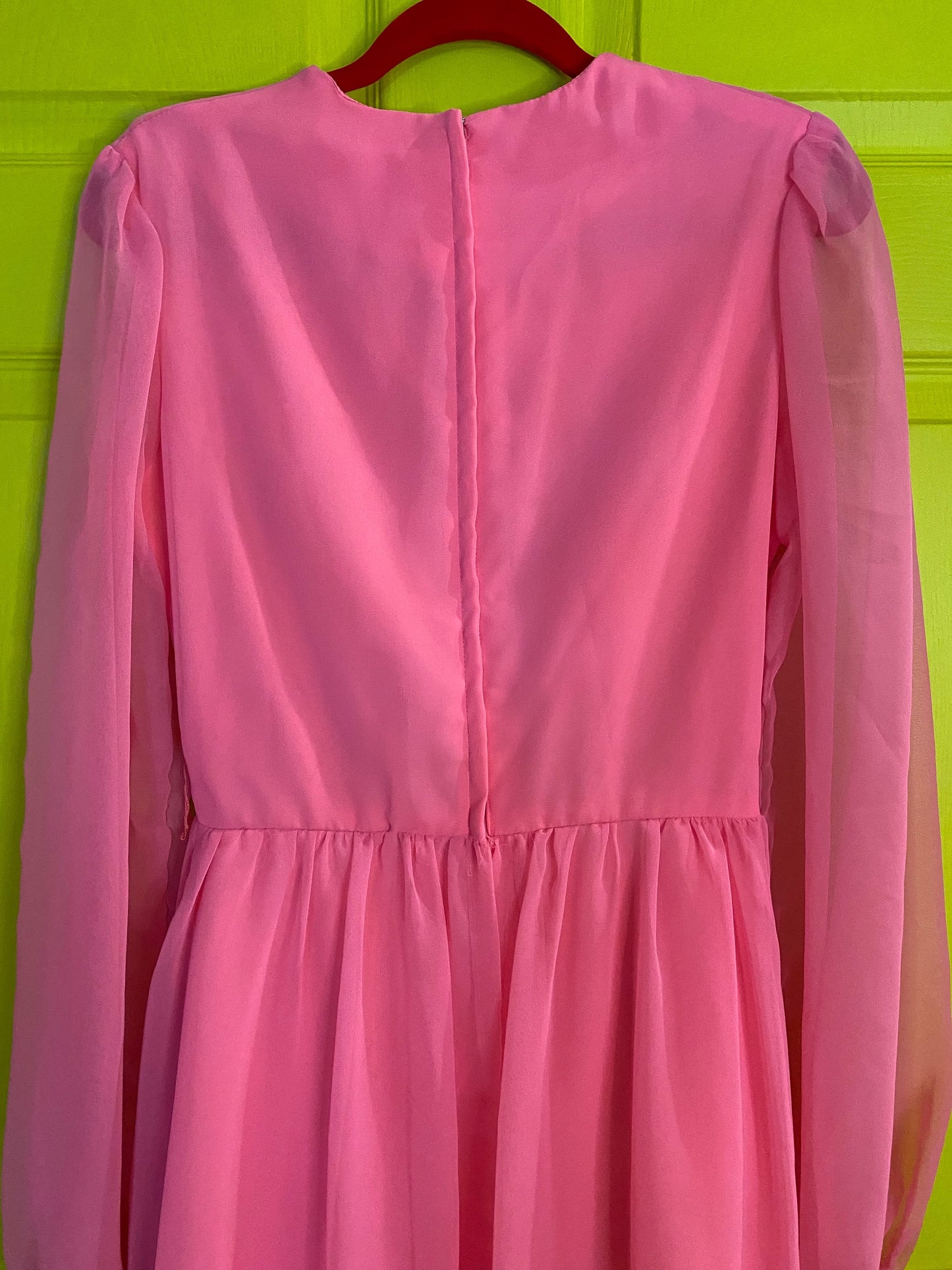 1960s Pink Chiffon Maxi Dress